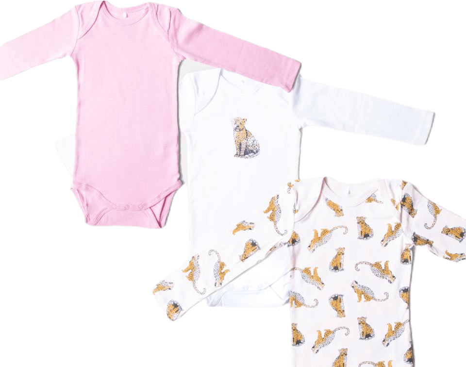 Body 3P Ls Pink, Unisex, Vêtements, Tops, Rose, 74