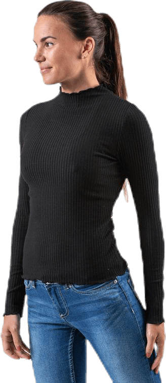 Emma L/S High Neck Top Jrs Black