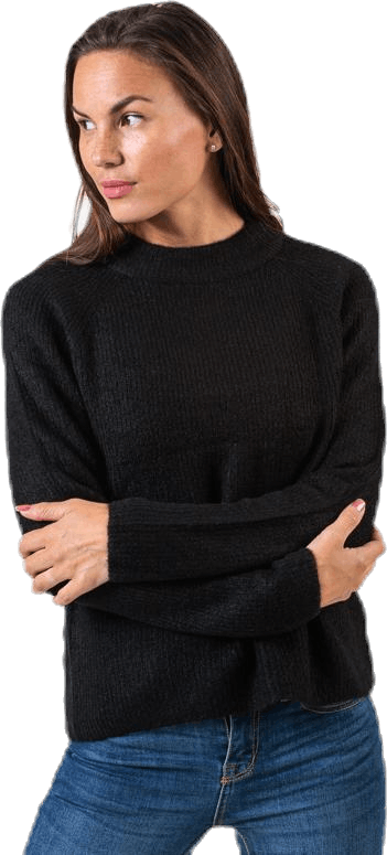 Ellen Ls O-Neck Knit Black, Female, Apparels, Shirts, Black, S