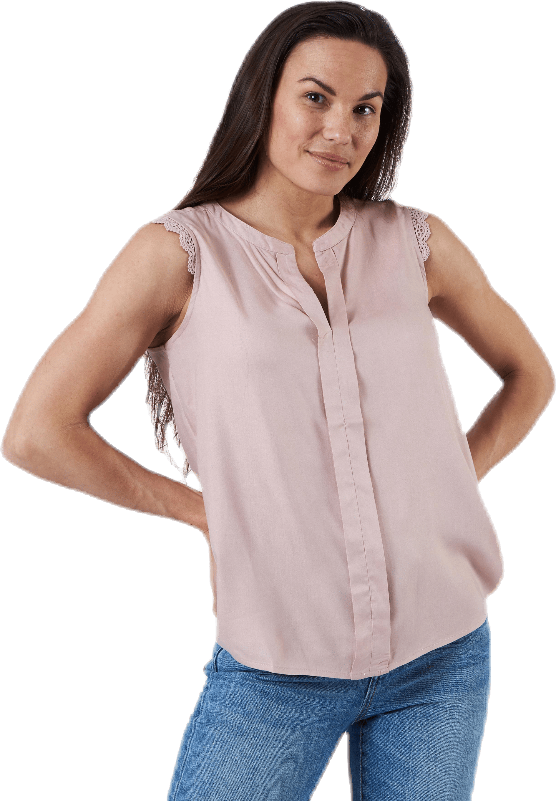 Kimmi S/L Top Wvn Pink