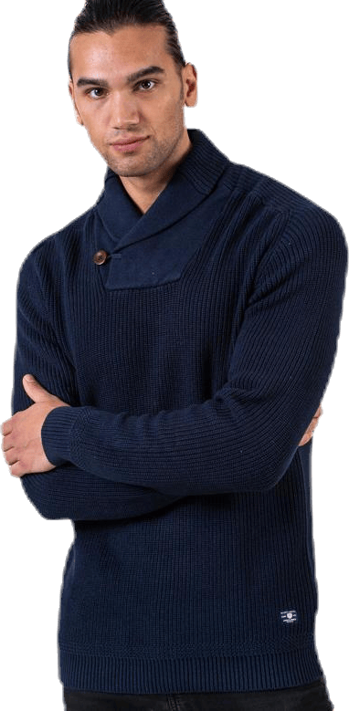 Davis Knit Shawl Neck Blue, Male, Apparels, Shirts, Blue, XL