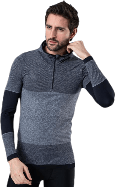 Kerto Melange Seamless Midlayer w/hood Black, Male, Klær, Skjorter, Løping, Svart, S/M