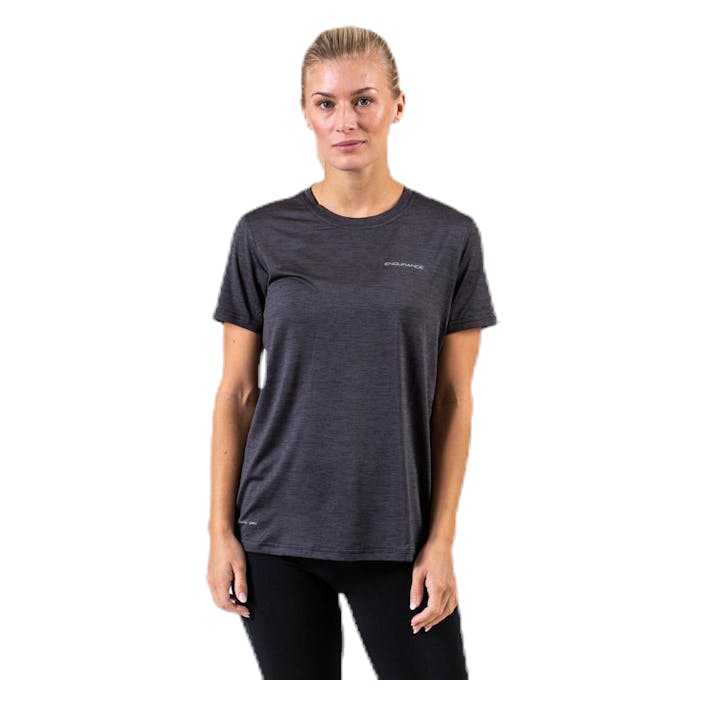 Maje Melange S/S Tee Black, Female, Apparels, T-shirt, Running, Black, 44