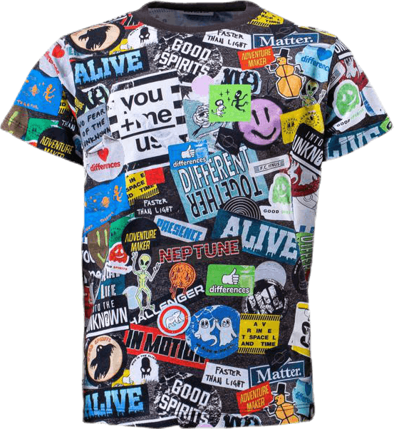 Road Stickers Patterned, Unisex, Apparels, T-shirt, Patterned, 140