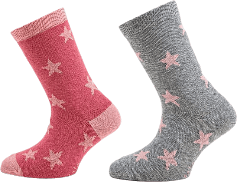 Nesi Stars 2-Pack Pink/Grey, Unisex, Apparels, Socks, Pink/Grey, 27-30