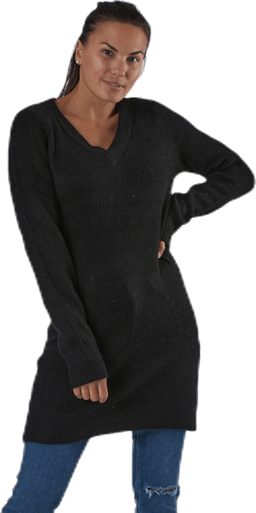 Ellen Ls V-Neck Knit Dress Black
