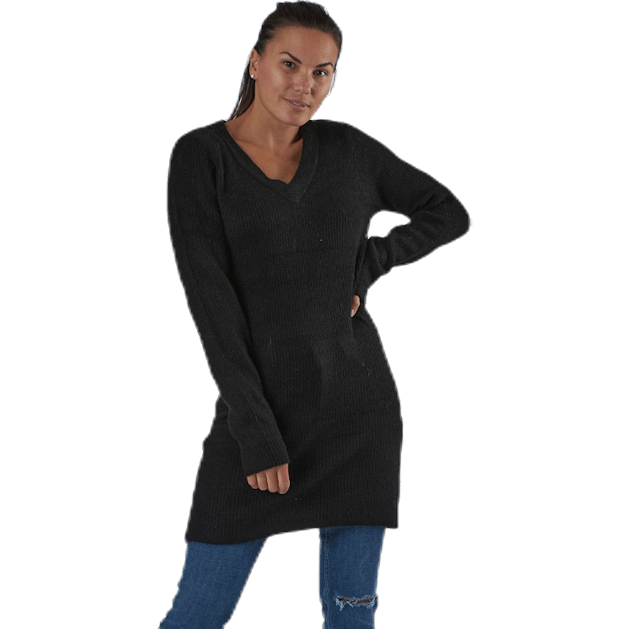 Ellen Ls V-Neck Knit Dress Black