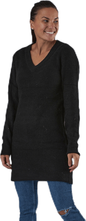 Ellen Ls V-Neck Knit Dress Black - Bild 4