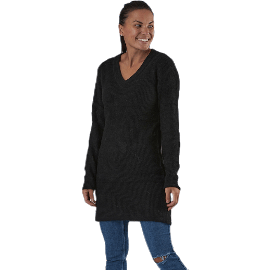 Ellen Ls V-Neck Knit Dress Black - Bild 4