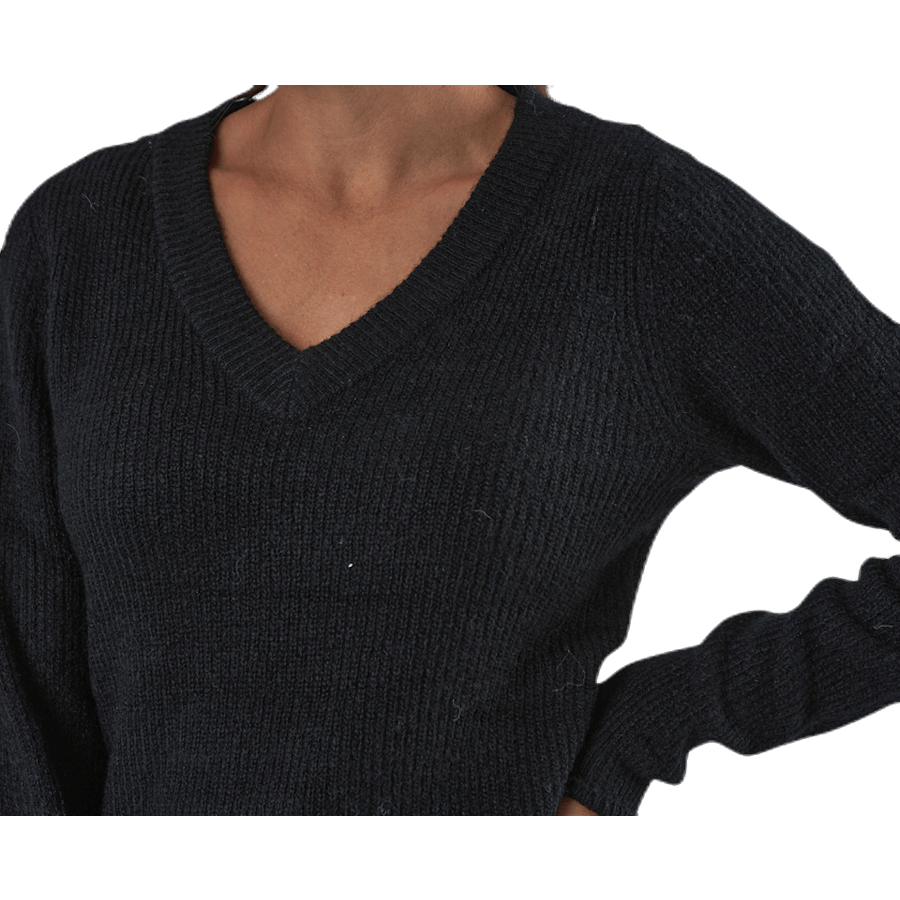 Ellen Ls V-Neck Knit Dress Black - Bild 5