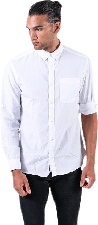 Lukas Poplin Shirt L/S White, Male, Apparels, Shirts, White, S