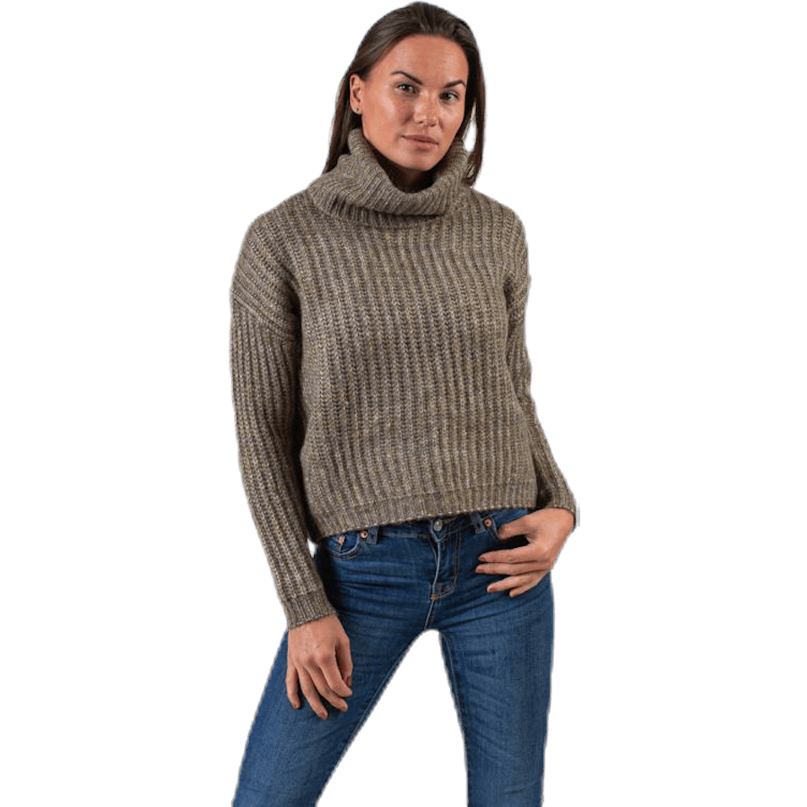 Chunky L/S Rollneck Pullover Beige