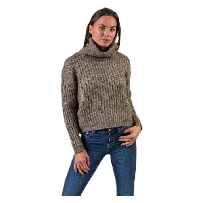 Chunky L/S Rollneck Pullover Beige, Female, Apparels, Shirts, Beige, XL