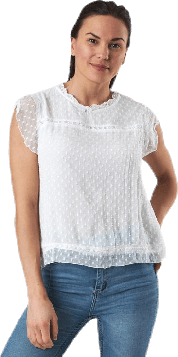Flora Capsl Top Wvn White, Female, Kleding, Overhemden, Wit, 36