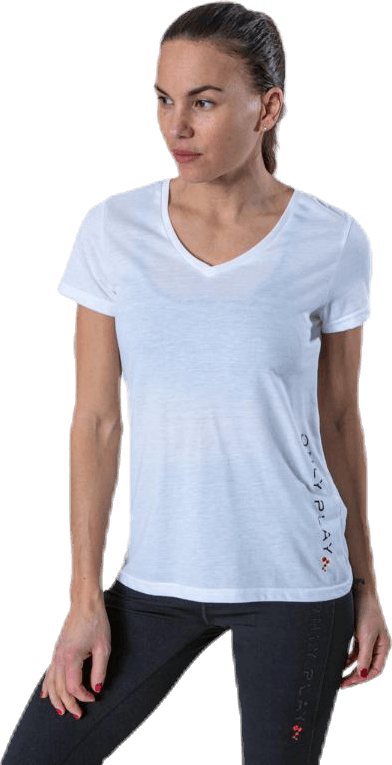Performance Athl V-Neck Ss Tee White, Female, Kleding, T-shirt, Training, Wit, XS