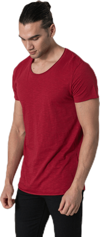 Bas Tee Ss U-Neck Red, Male, Kleding, T-shirt, Rood, S