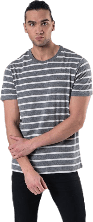Striped Tee Ss Crew Neck Grey, Male, Klær, T skjorte, Grå, XL