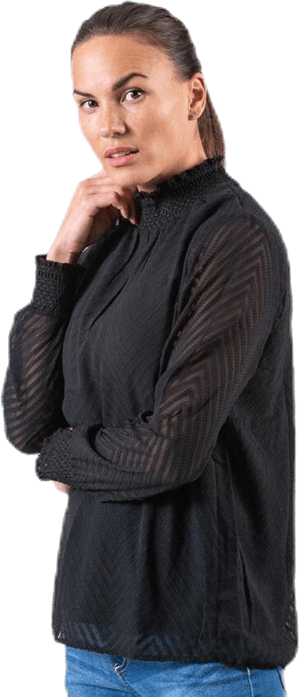 New Kayla L/S Top Black, Female, Apparels, Shirts, Black, 34