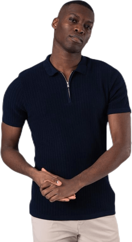 Bristol Knit Ss Polo Blue, Male, Apparels, T-shirt, Blue, XL