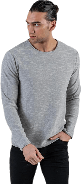 Slub Knit Crew Neck Sts Grey, Male, Kleding, Overhemden, Grijs, XL