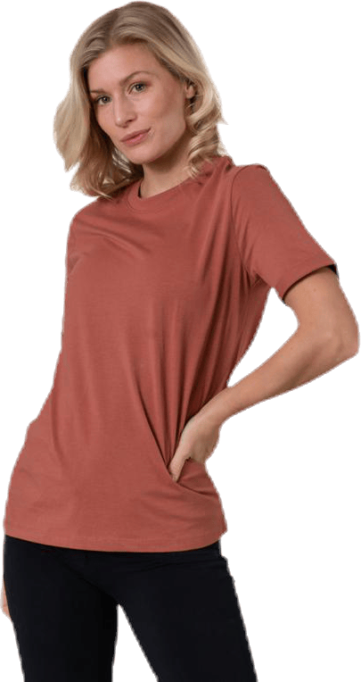Ria Ss Fold Up Solid Tee Brown