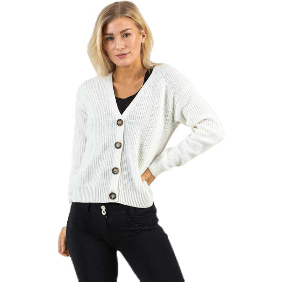 Karie Ls Knit Cardigan White