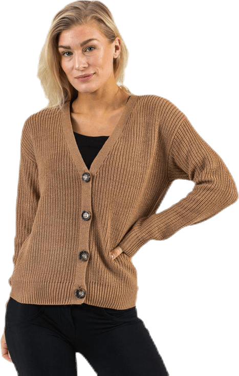 Karie Ls Knit Cardigan Beige