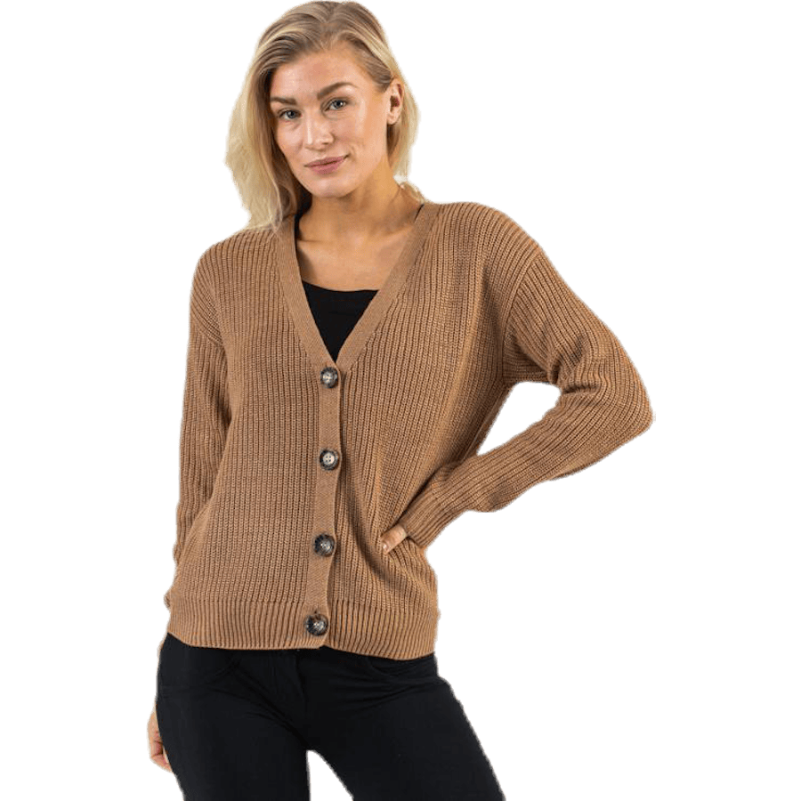 Karie Ls Knit Cardigan Beige