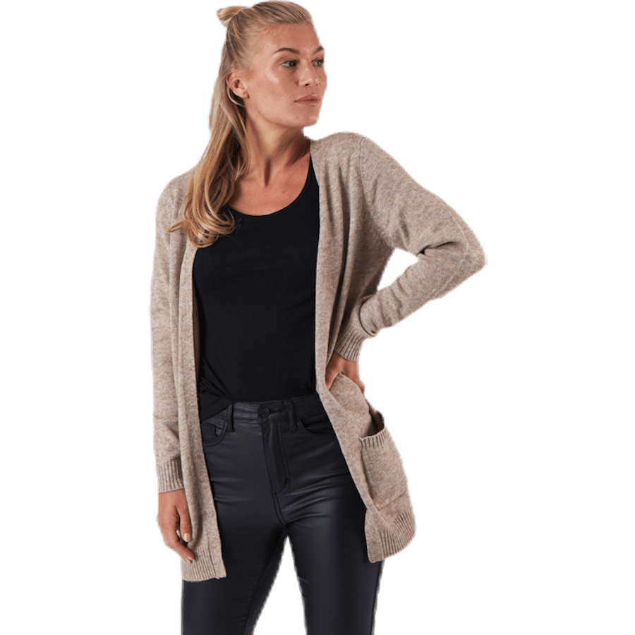 Lesly L/S Open Cardigan Knt Beige