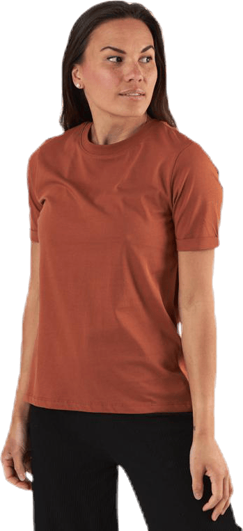 Ria Ss Fold Up Solid Tee Beige - Bild 4
