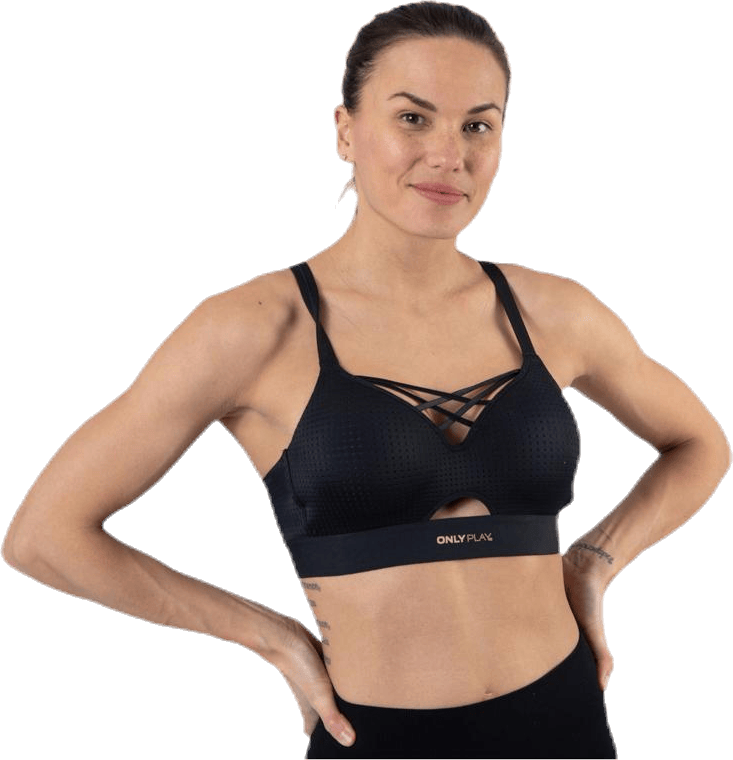 Jayda Metallic Sports Bra Black