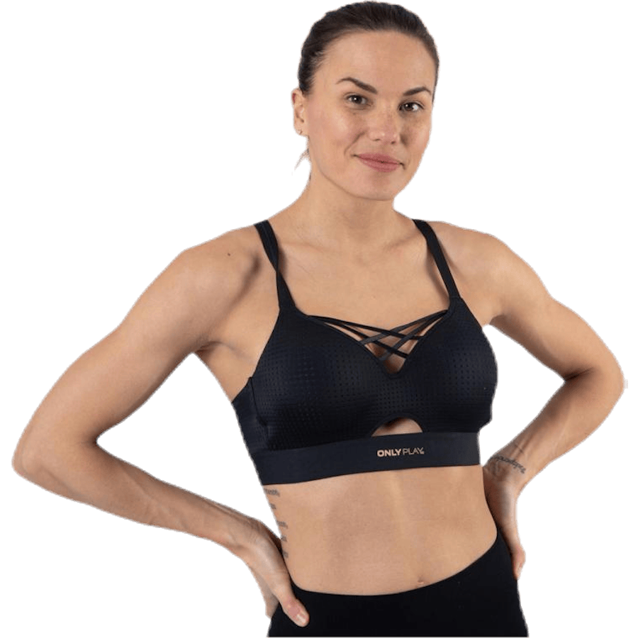 Jayda Metallic Sports Bra Black
