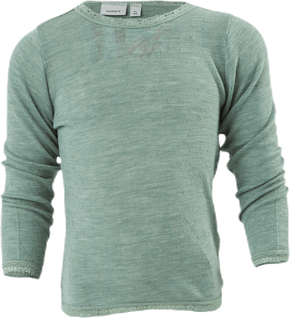 Wang Wool Needle Ls Top Green, Unisex, Kleding, basis lagen, Groen, 98