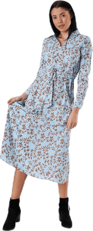 Alma Poly L/S Shirt Dress Aop Blue