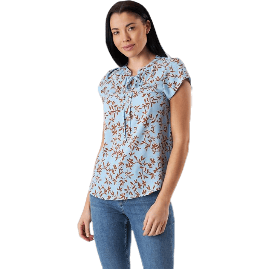 Alma Poly S/S Top Aop Blue