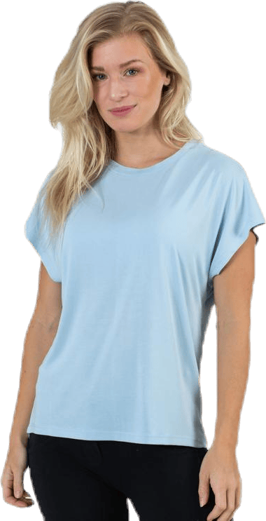 Free Life S/S O-Neck Top Jrs Blue, Female, Odzież, Podkoszulek, Niebieski, L