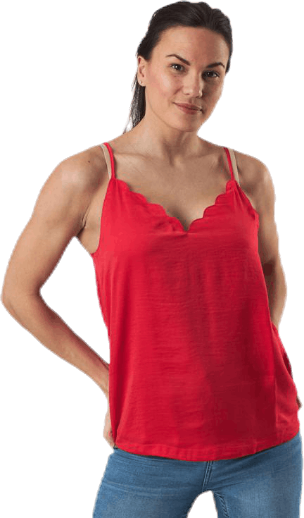 Debbie Singlet Wvn Red, Female, Apparels, Tops, Red, 42