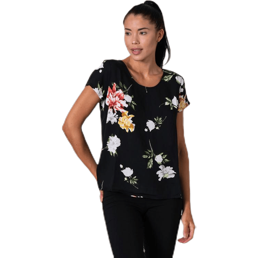 First One Ss Aop Top Black