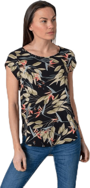 Vic Ss Aop Top Wvn Black