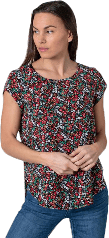 Vic Ss Aop Top Wvn Black