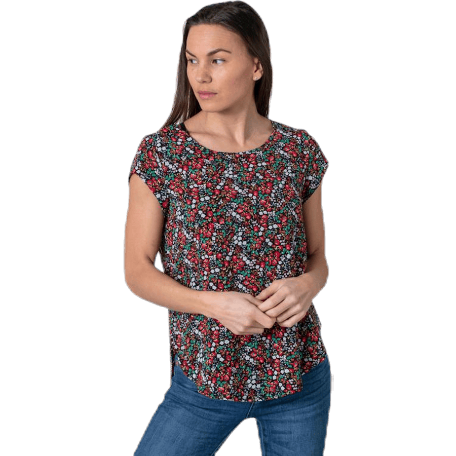 Vic Ss Aop Top Wvn Black