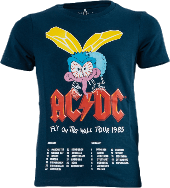 Acdc Arvid Ss Top Box Lic Blue, Unisex, Apparels, T-shirt, Blue, 146/152