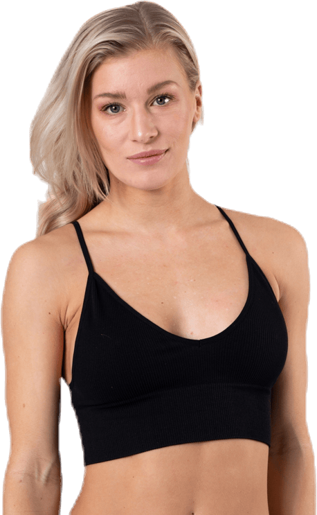 Vicky  Rib Seamless V-Neck Top Black