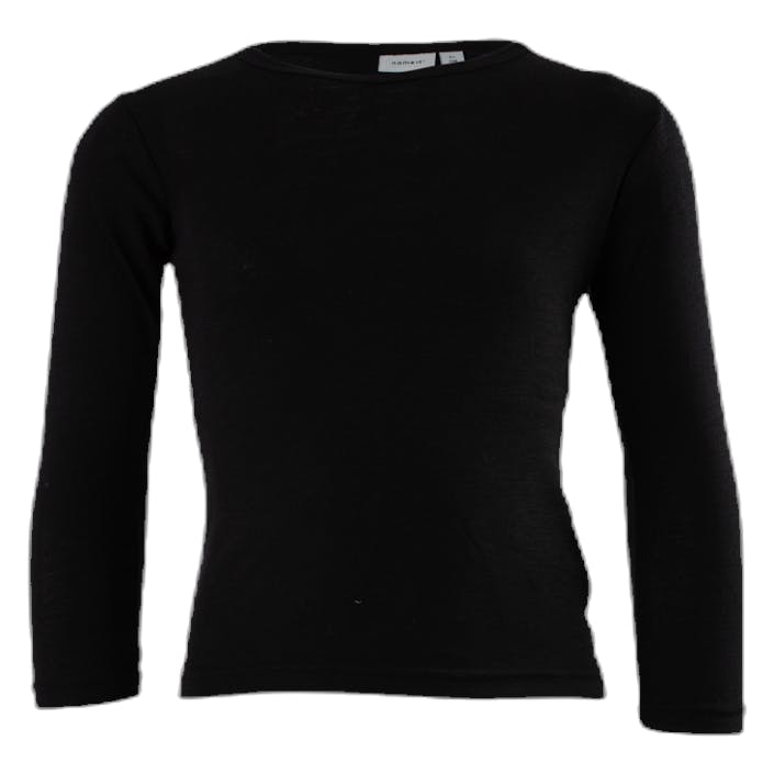 Wang Wool Plain Ls Top Black, Unisex, Apparels, base layers, Black, 104