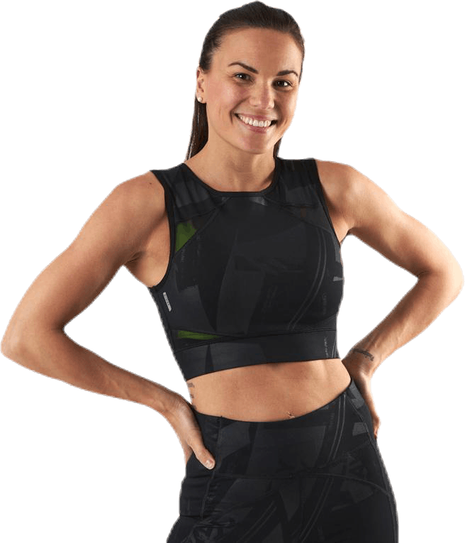 Mado Aop Cropped Training Top Black, Female, Apparels, Tops, Workout, Black, L