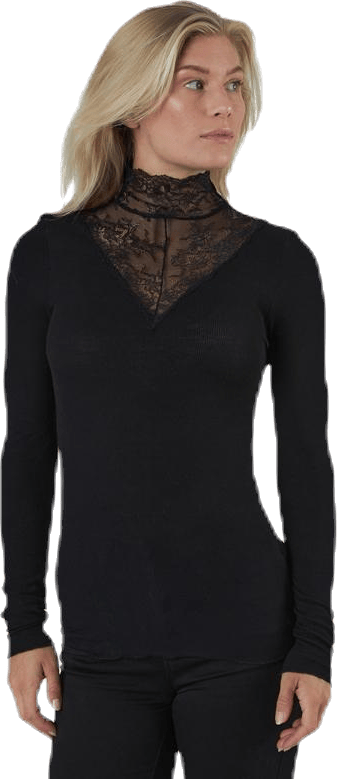 Siri Ls T-Neck Top Black