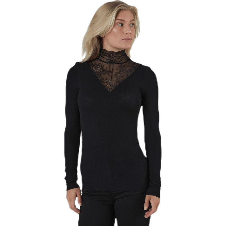 Siri Ls T-Neck Top Black