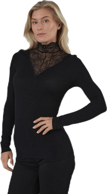 Siri Ls T-Neck Top Black - Bild 2