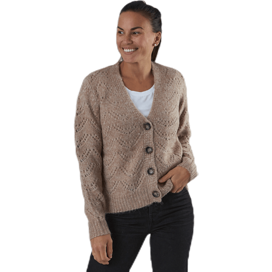 Bibi Ls Knit Cardigan Beige
