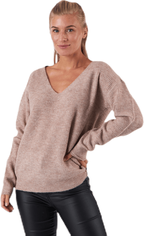 Babett Ls V-Neck Knit Beige, Female, Odevy, Košele, Béžová, L